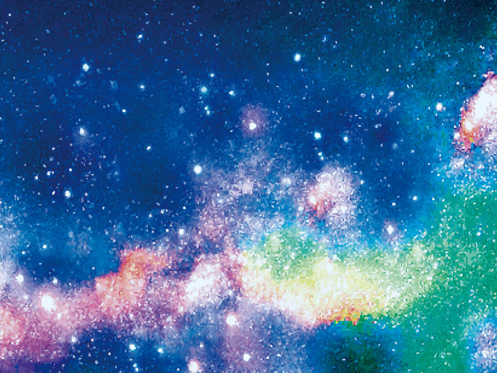 銀河の夜、きれいな宝石のような星のイラスト